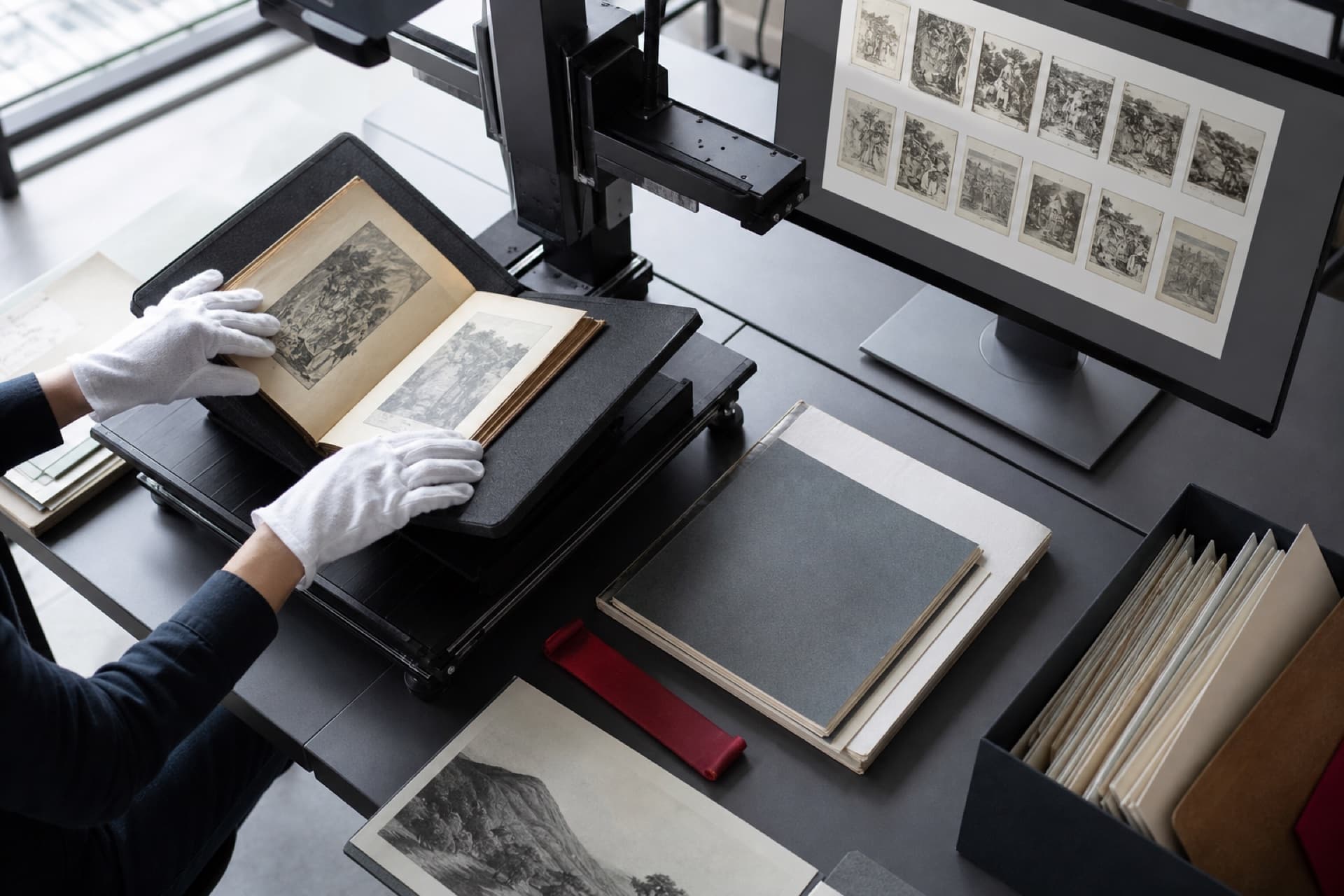Interpretive view of a contemporary publishing digitisation workspace